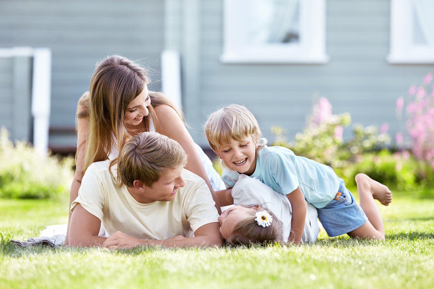 A family enjoys their first home.