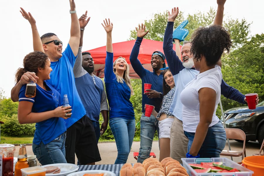 Oklahomans celebrate at a tailgate party