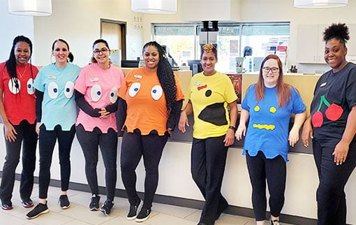 WEOKIE Employees in Pac Man Costumes