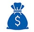 money bag icon blue