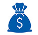money bag icon blue