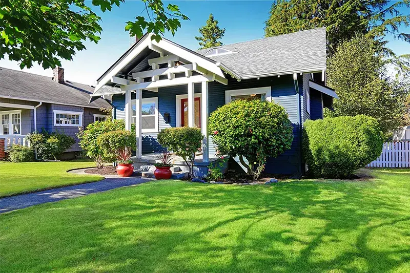 Single-family home with landscaped front yard