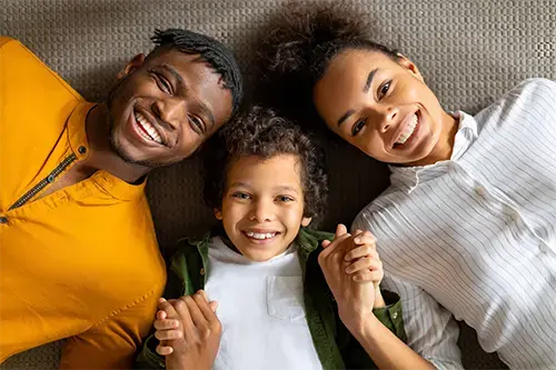 Happy family in new home