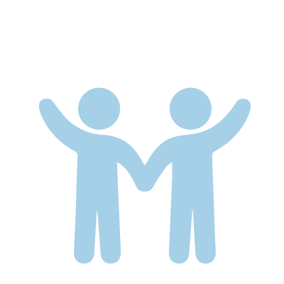 Blue icon of two people holding hands