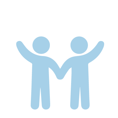 Blue icon of two people holding hands